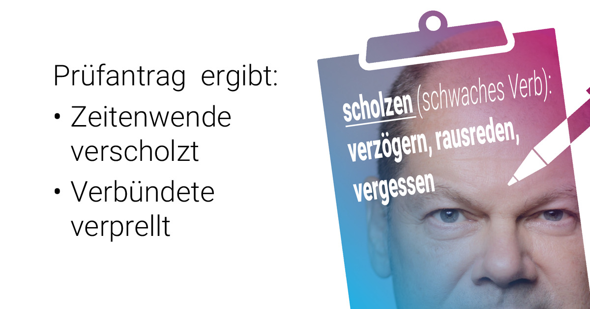 Prüfantrag ergibt: Zeitenwende verscholzt – Verbündete verprellt